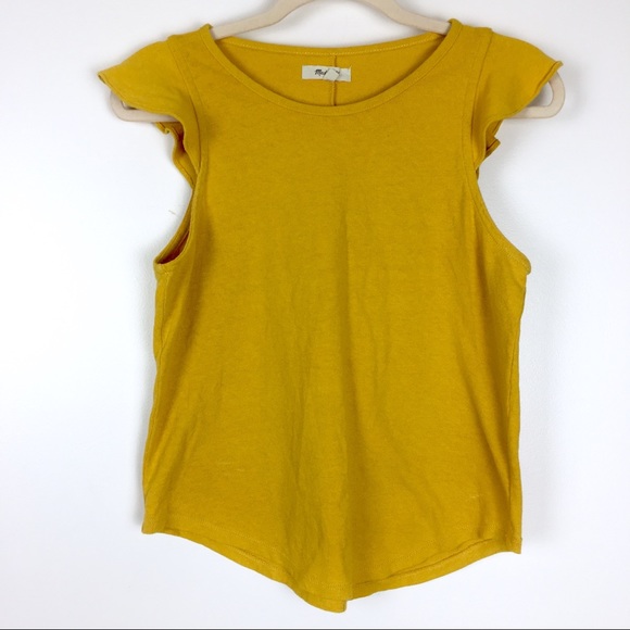 Madewell | Mustard Yellow Ruffle-Sleeve Tank Top - Picture 3 of 8